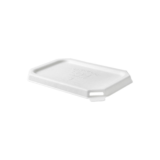 Vanguard™ WorldView™ Renewable & Compostable Flat Rectangle Molded Fiber Lid, Fits SCRC16 Molded Fiber Container - Case of 400