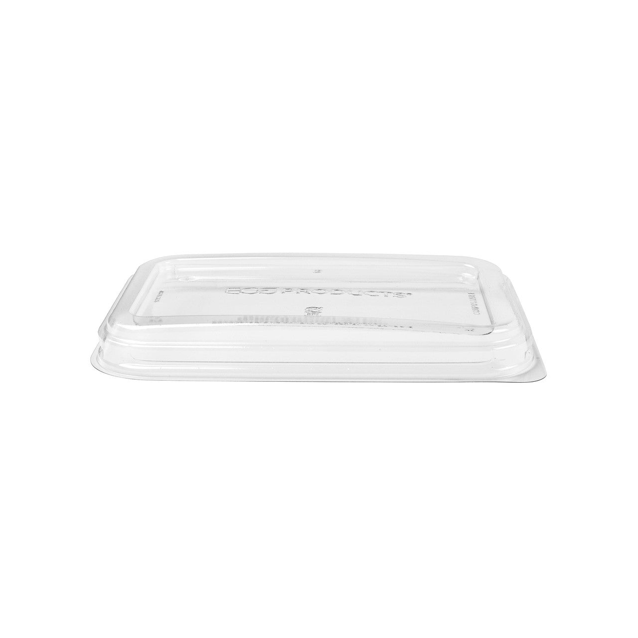 WorldView™ Renewable & Compostable Lid, Low Profile Vented, Fits 12 and 16oz. Rectangle Molded Fiber Take-Out Containers - Case of 400