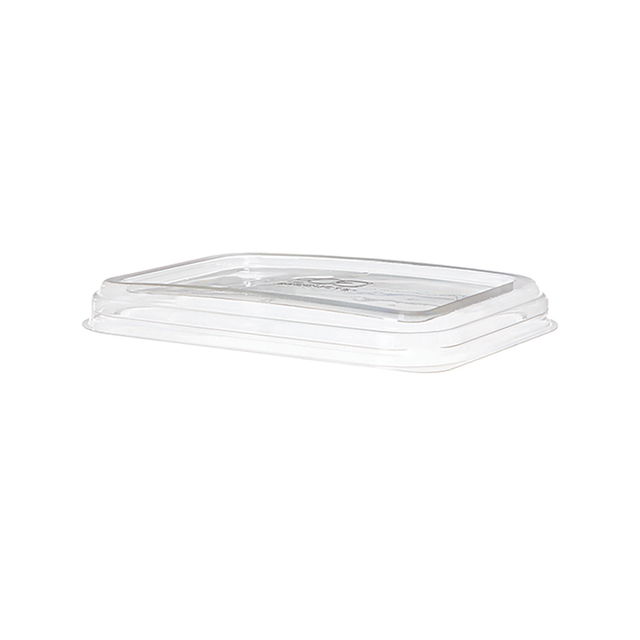 WorldView™ 100% Recycled Content Lid, Low Profile Vented, Fits 12 and 16oz. Rectangle Molded Fiber Take-Out Containers - Case of 400