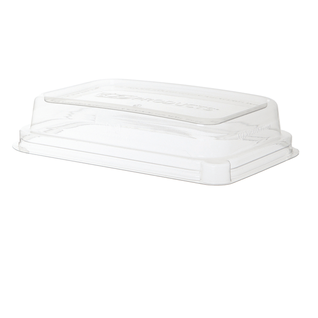 WorldView™ 100% Recycled Content Lid, Fits 12 and 16oz. Rectangle Molded Fiber Take-Out Containers - Case of 400