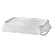 Vanguard™ WorldView™ Renewable & Compostable Domed Molded Fiber Lid, Fits 24 and 32oz. Rectangle Molded Fiber Take-Out Containers - Case of 400