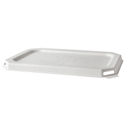 Vanguard™ WorldView™ Renewable & Compostable Flat Molded Fiber Lid, Fits 24 and 32oz. Rectangle Molded Fiber Take-Out Containers - Case of 400