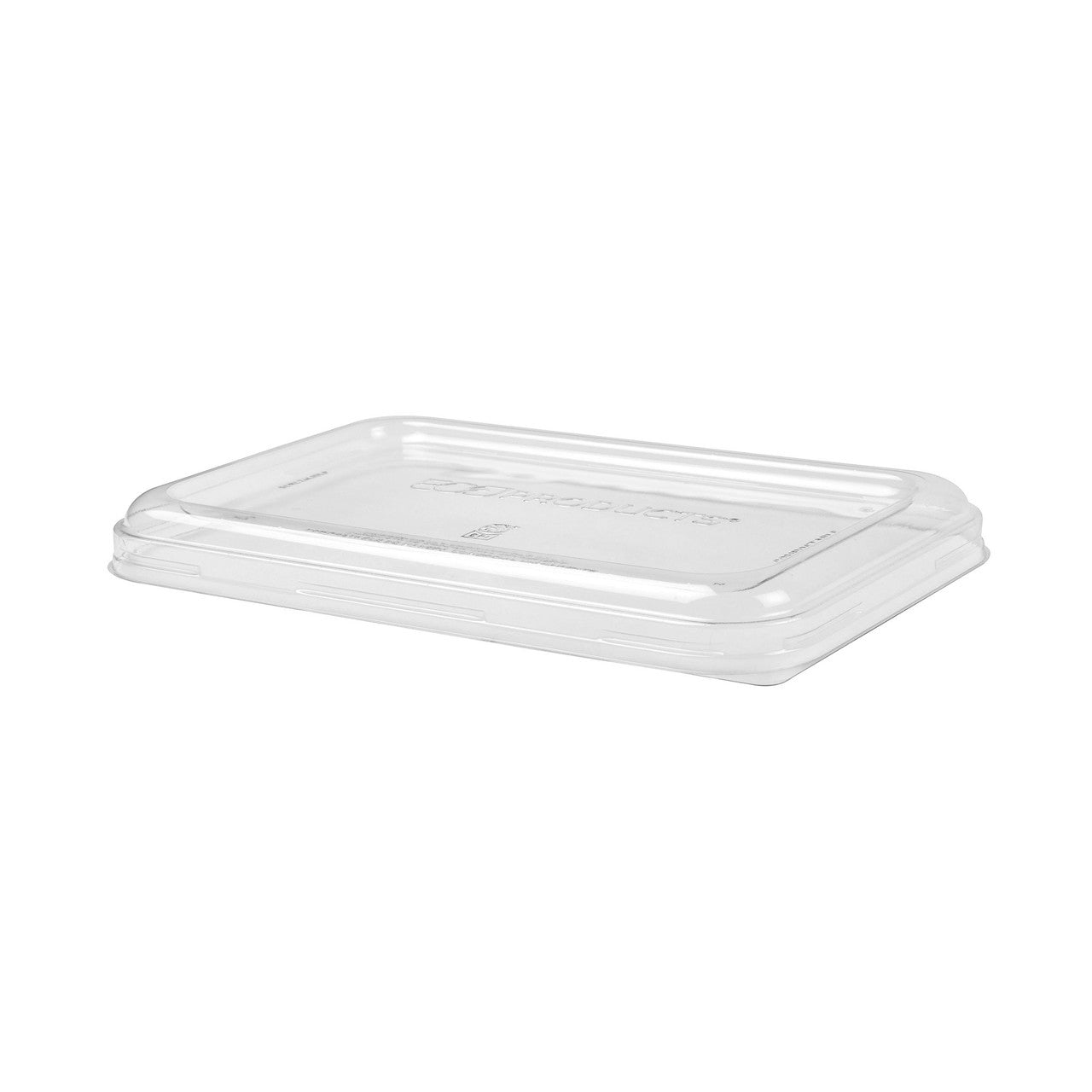 WorldView™ Renewable & Compostable Lid, Low Profile Vented, Fits 24 - 32oz. Rectangle Molded Fiber Take-Out Containers - Case of 400