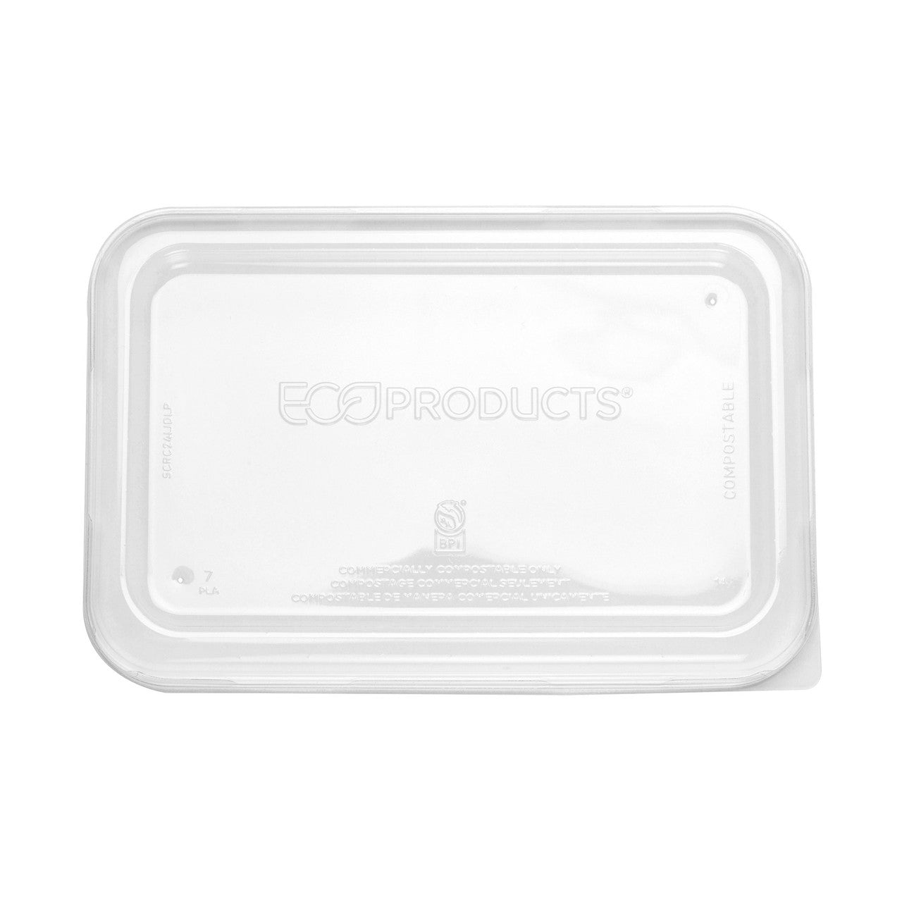 WorldView™ Renewable & Compostable Lid, Low Profile Vented, Fits 24 - 32oz. Rectangle Molded Fiber Take-Out Containers - Case of 400