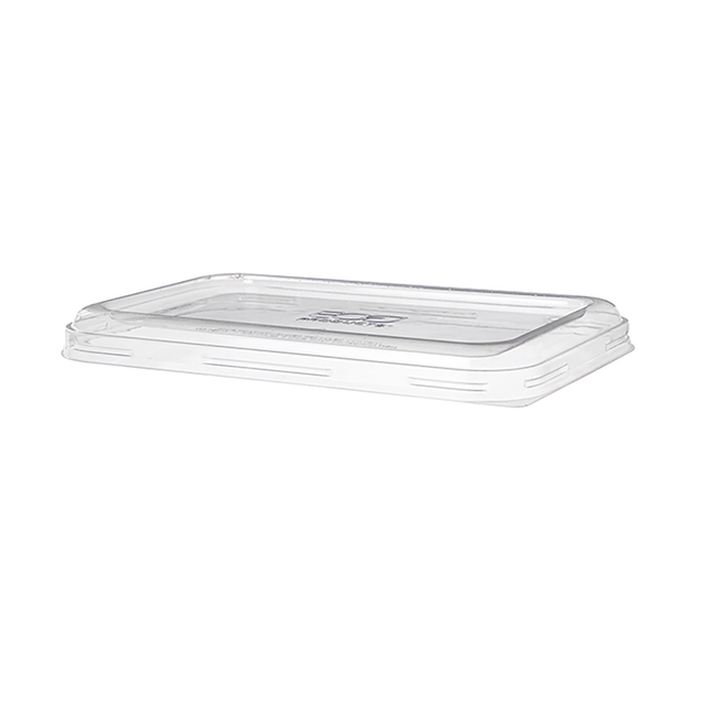WorldView™ 100% Recycled Content Lid, Lightweight Fits 24 - 32oz. Rectangle Molded Fiber Take-Out Containers Non Vented - Case of 400