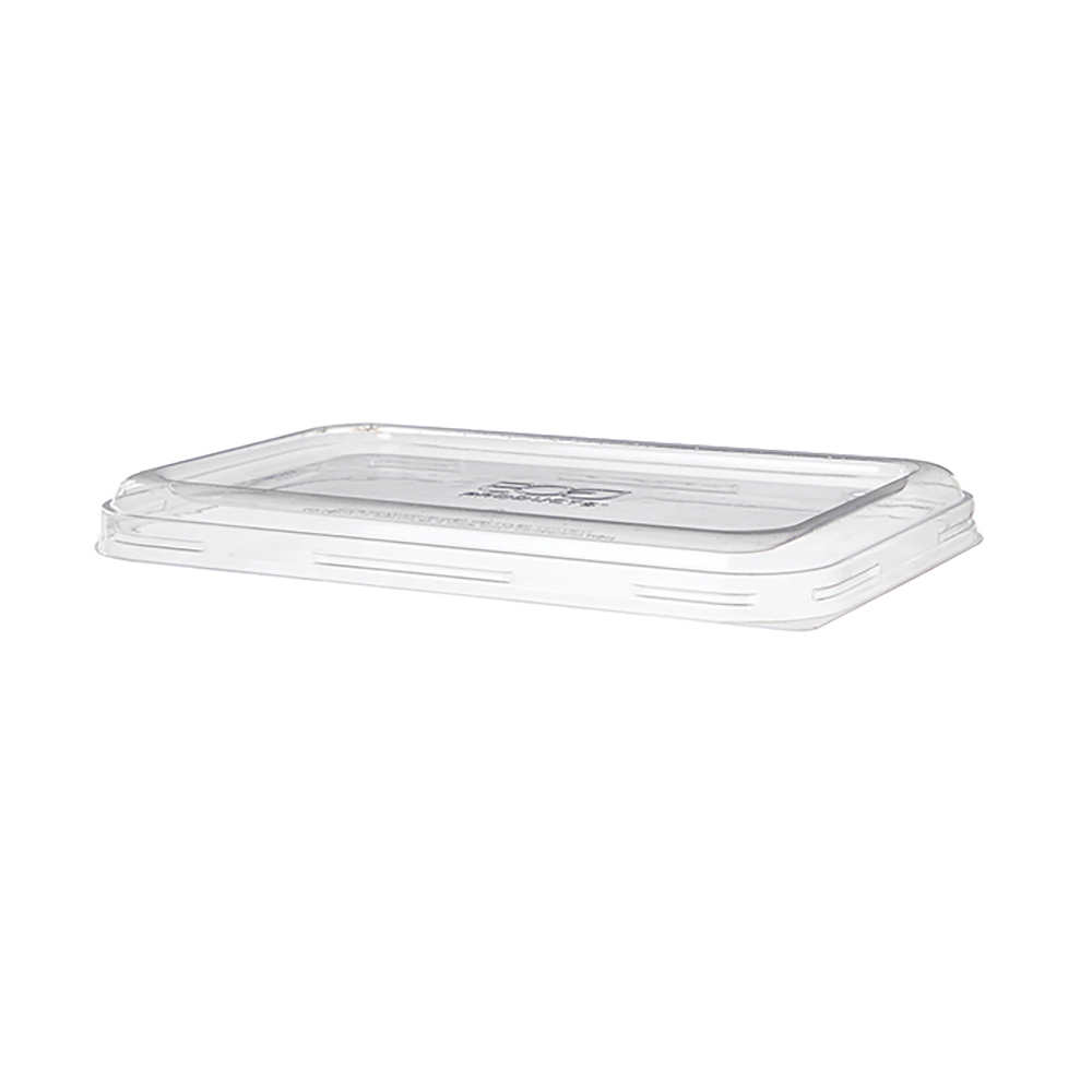 WorldView™ 100% Recycled Content Lid, Low Profile Vented, Fits 24 - 32oz. Rectangle Molded Fiber Take-Out Containers - Case of 400