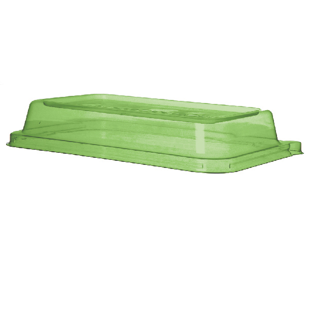 Veridian™ WorldView™ Renewable & Compostable Lid, Fits 24 - 32oz. Rectangle Sugarcane Take-Out Containers Green - Case of 200