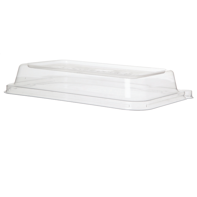 WorldView™ Renewable & Compostable Lid, Fits 24 - 32oz. Rectangle Molded Fiber Take-Out Containers - Case of 200