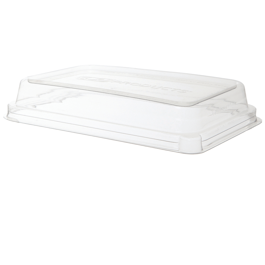 WorldView™ 100% Recycled Content Lid, Fits 24 - 32oz. Rectangle Molded Fiber Take-Out Containers - Case of 400
