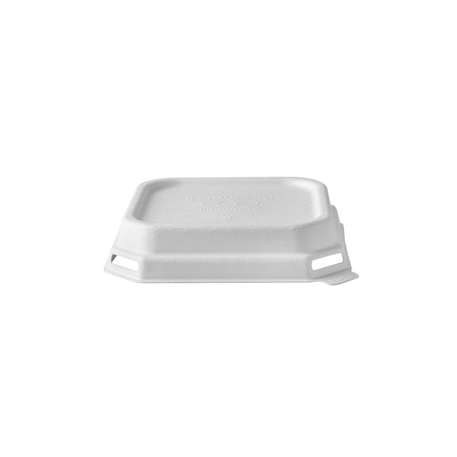 Vanguard™ WorldView™ Renewable & Compostable Domed Square Molded Fiber Lid, Fits SCS5/SCS5T Molded Fiber Container - Case of 400