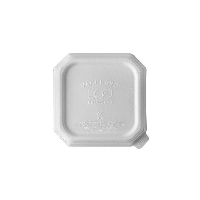 Vanguard™ WorldView™ Renewable & Compostable Domed Square Molded Fiber Lid, Fits SCS5/SCS5T Molded Fiber Container - Case of 400