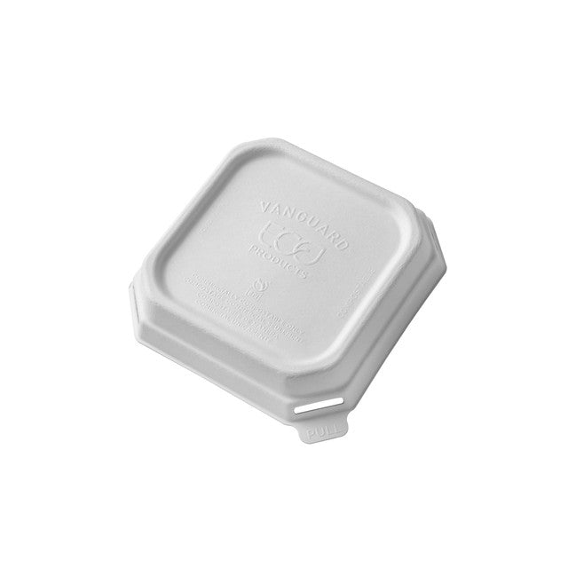 Vanguard™ WorldView™ Renewable & Compostable Domed Square Molded Fiber Lid, Fits SCS5/SCS5T Molded Fiber Container - Case of 400
