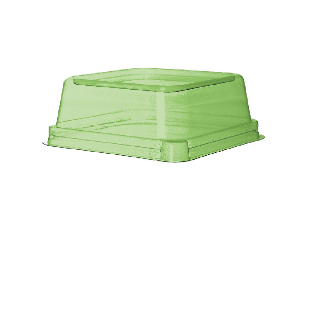 Veridian™ WorldView™ Renewable & Compostable Lid, Fits 5in Square Sugarcane Take-Out Containers Green - Case of 400