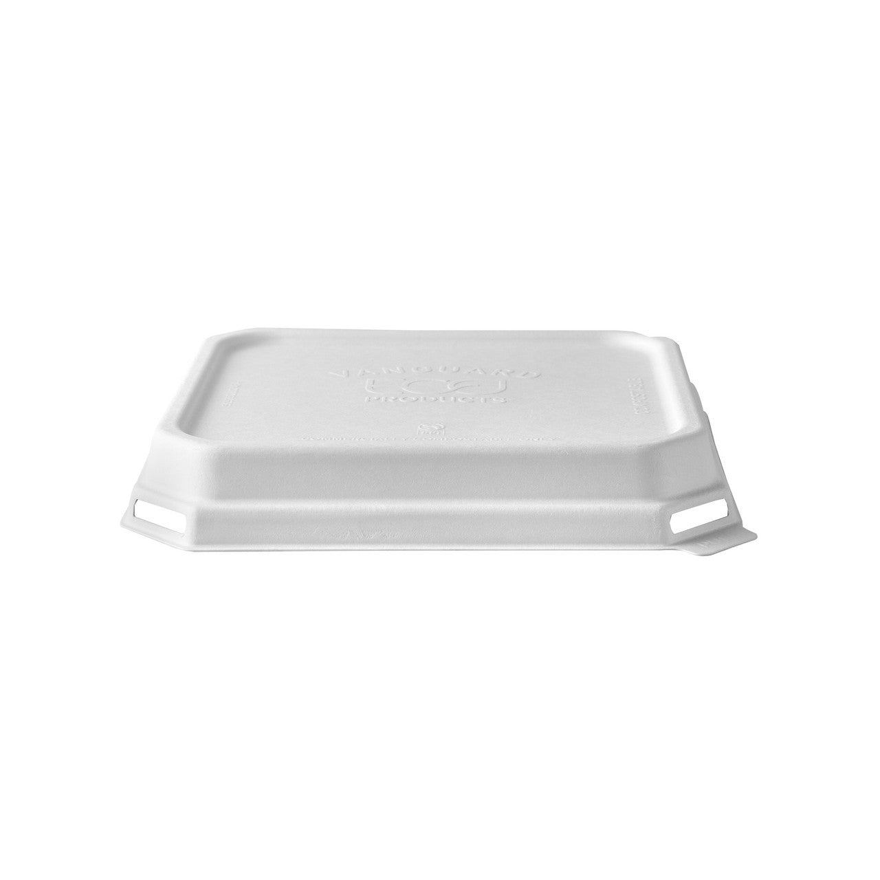 Vanguard™ WorldView™ Renewable & Compostable Domed Square Molded Fiber Lid, Fits SCS73 Molded Fiber Container - Case of 200