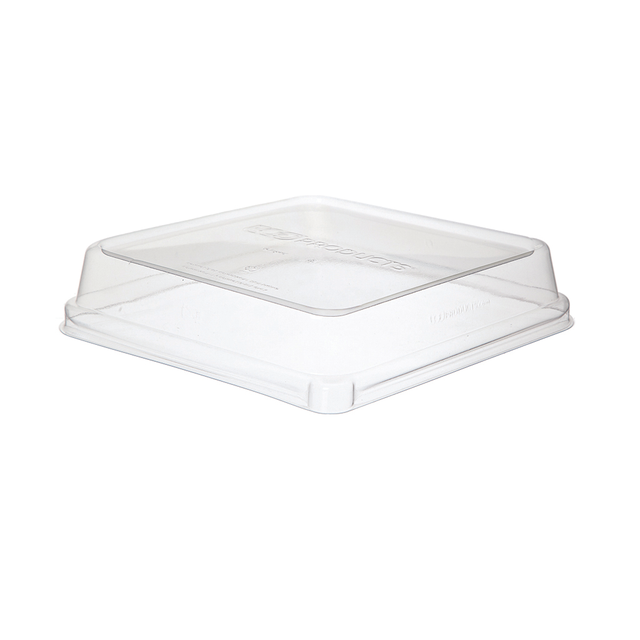 WorldView™ Renewable & Compostable Lids, 8in Shallow, Fits 8in Square Molded Fiber Containers - Case of 200