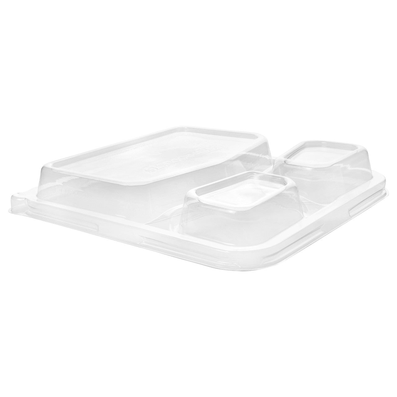 WorldView™ 100% Recycled Content 3-Cmpt Lid, Fits 9in 3-Cmpt Square Molded Fiber Containers - Case of 200