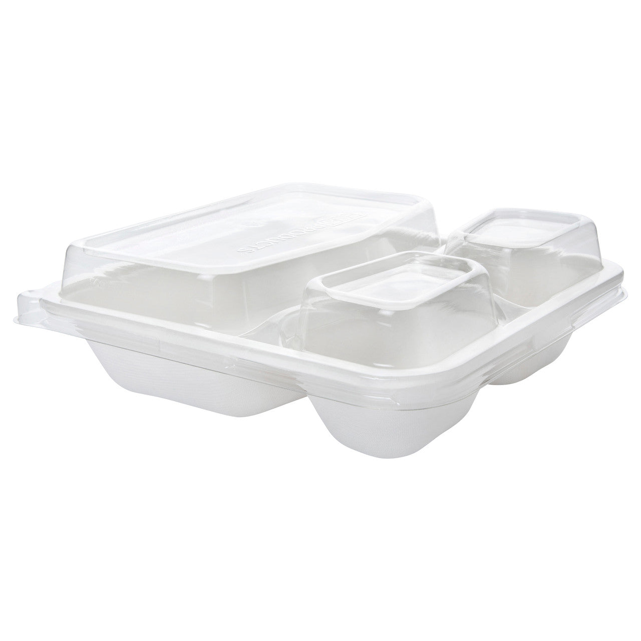 WorldView™ 100% Recycled Content 3-Cmpt Lid, Fits 9in 3-Cmpt Square Molded Fiber Containers - Case of 200