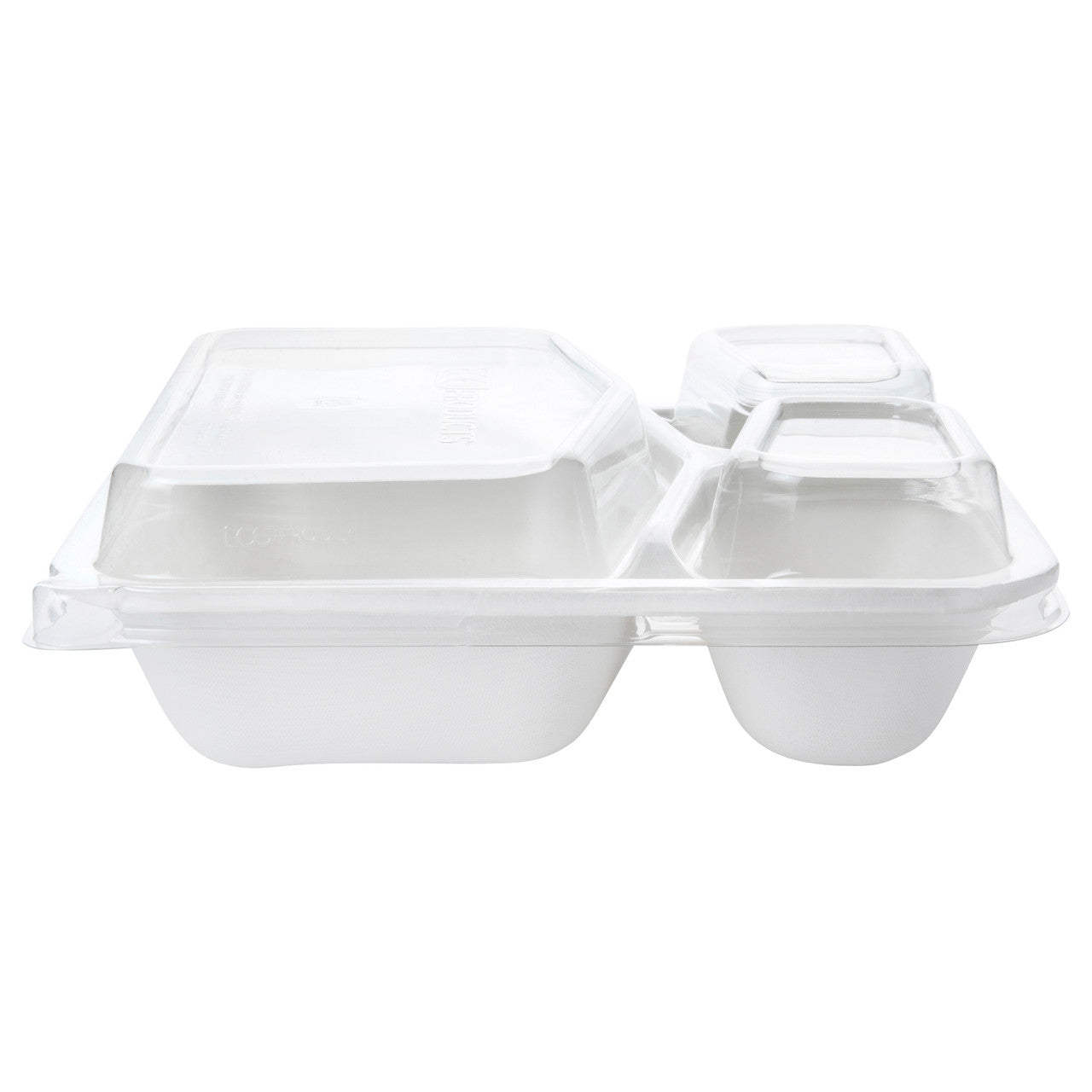 WorldView™ 100% Recycled Content 3-Cmpt Lid, Fits 9in 3-Cmpt Square Molded Fiber Containers - Case of 200