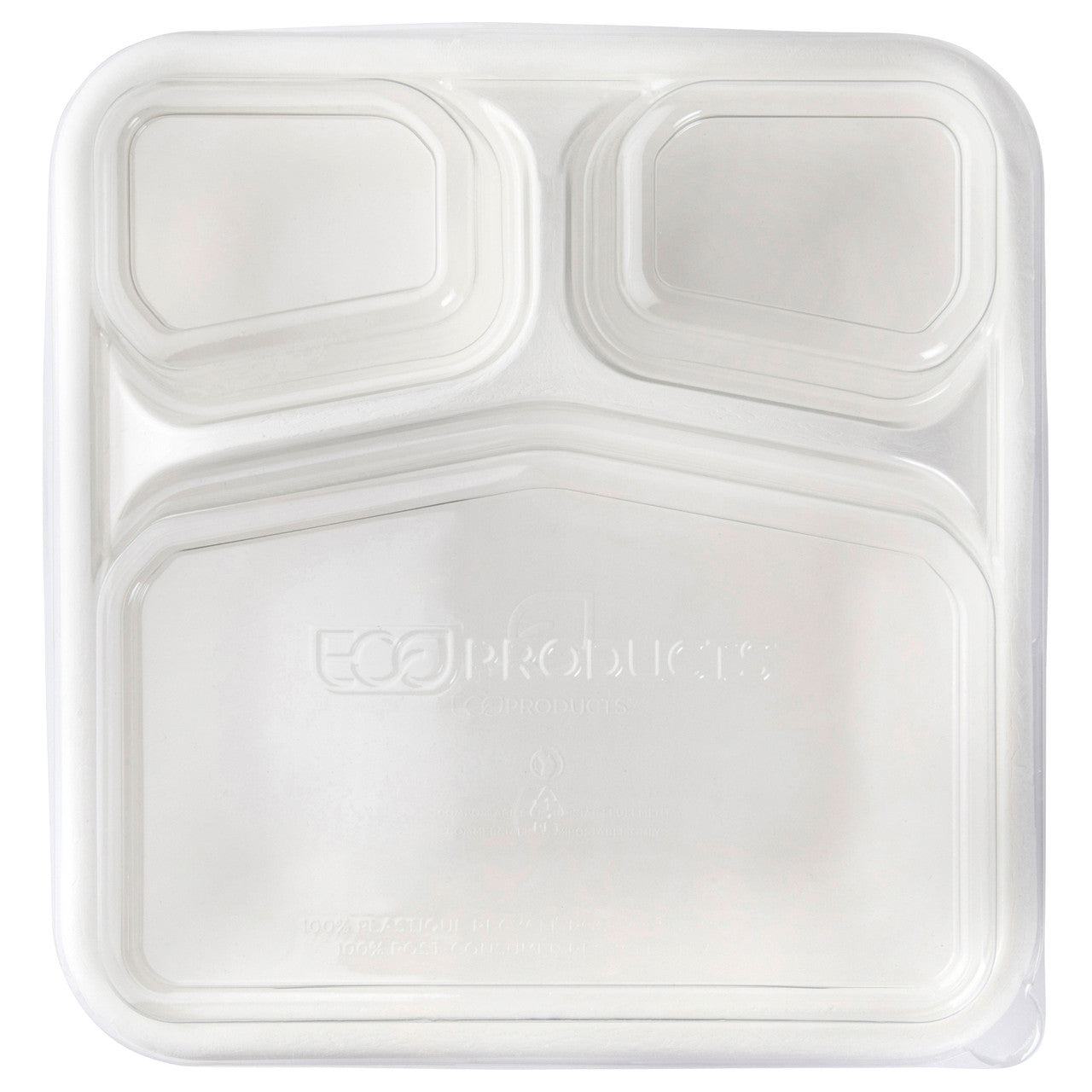 WorldView™ 100% Recycled Content 3-Cmpt Lid, Fits 9in 3-Cmpt Square Molded Fiber Containers - Case of 200