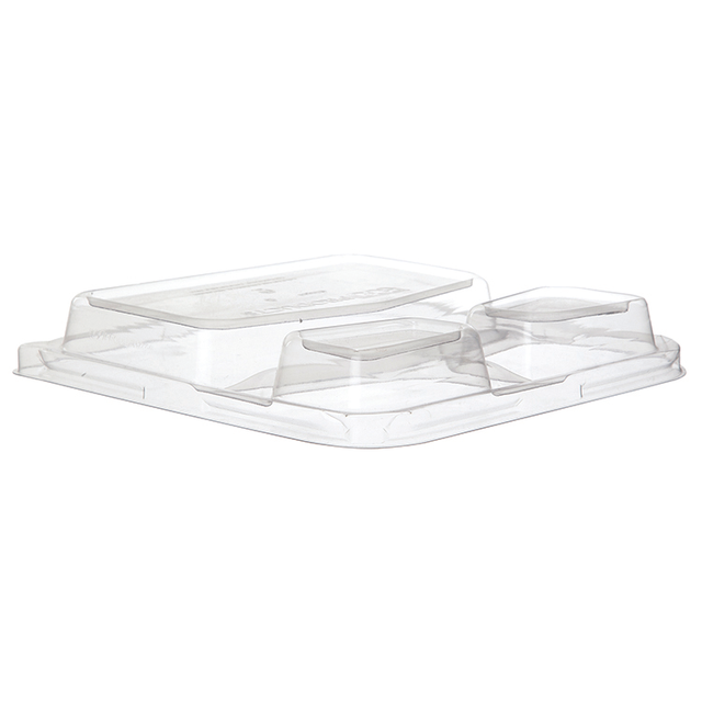 WorldView™ Renewable & Compostable Lid, Fits 9in 3-Cmpt Square Molded Fiber Containers - Case of 200