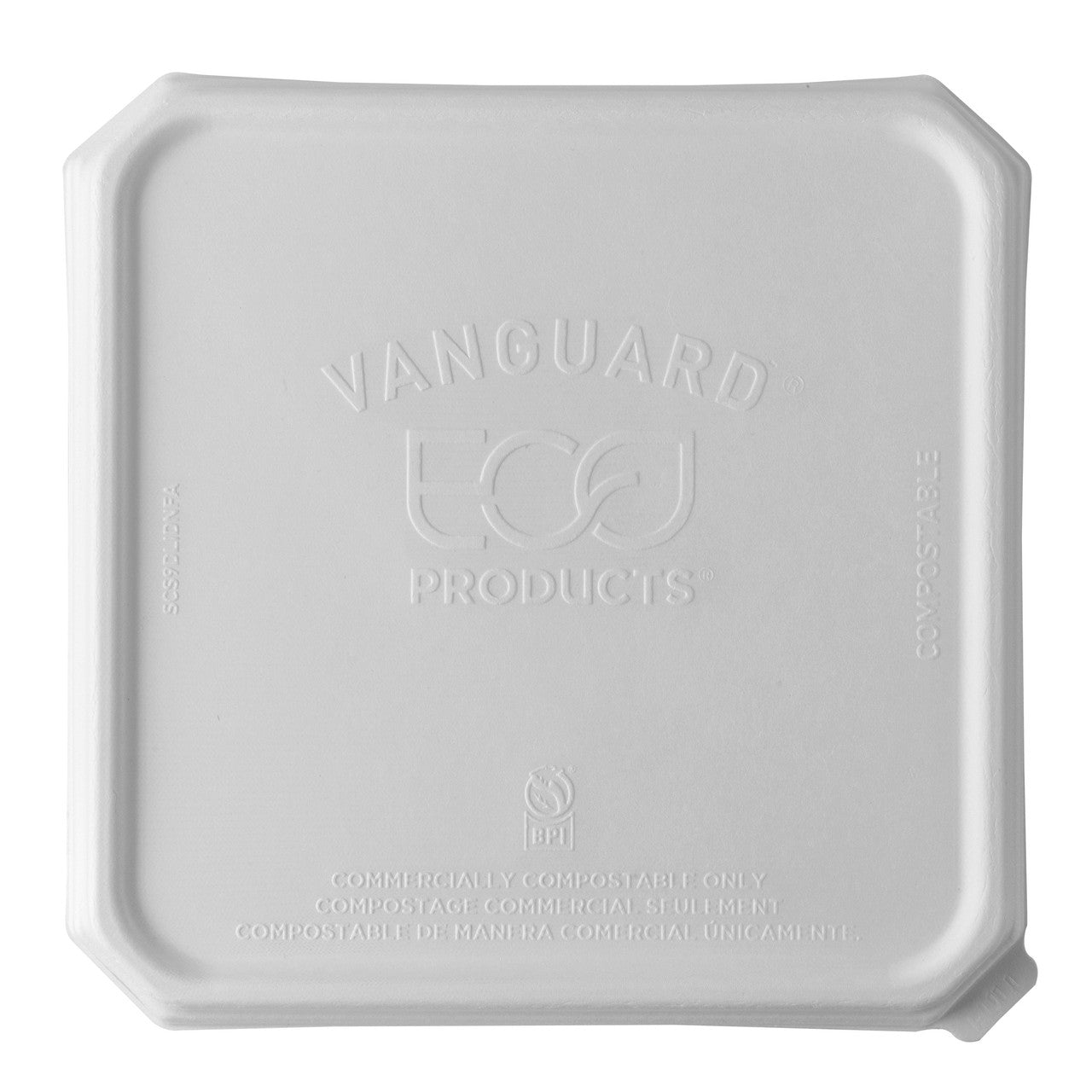 Vanguard™ WorldView™ Renewable & Compostable Domed Square Molded Fiber Lid, Fits SCS9 Molded Fiber Container - Case of 200