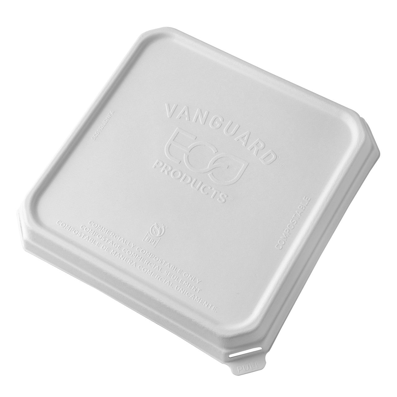 Vanguard™ WorldView™ Renewable & Compostable Domed Square Molded Fiber Lid, Fits SCS9 Molded Fiber Container - Case of 200