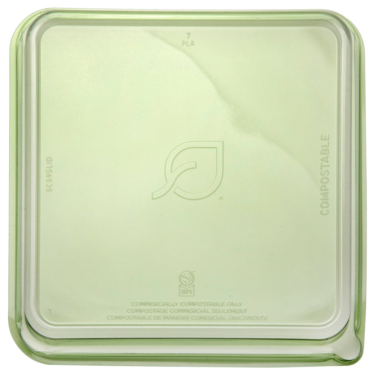 Veridian™ WorldView™ Renewable & Compostable Lids, 9in Shallow, Fits 9in Square Molded Fiber Containers Green - Case of 200