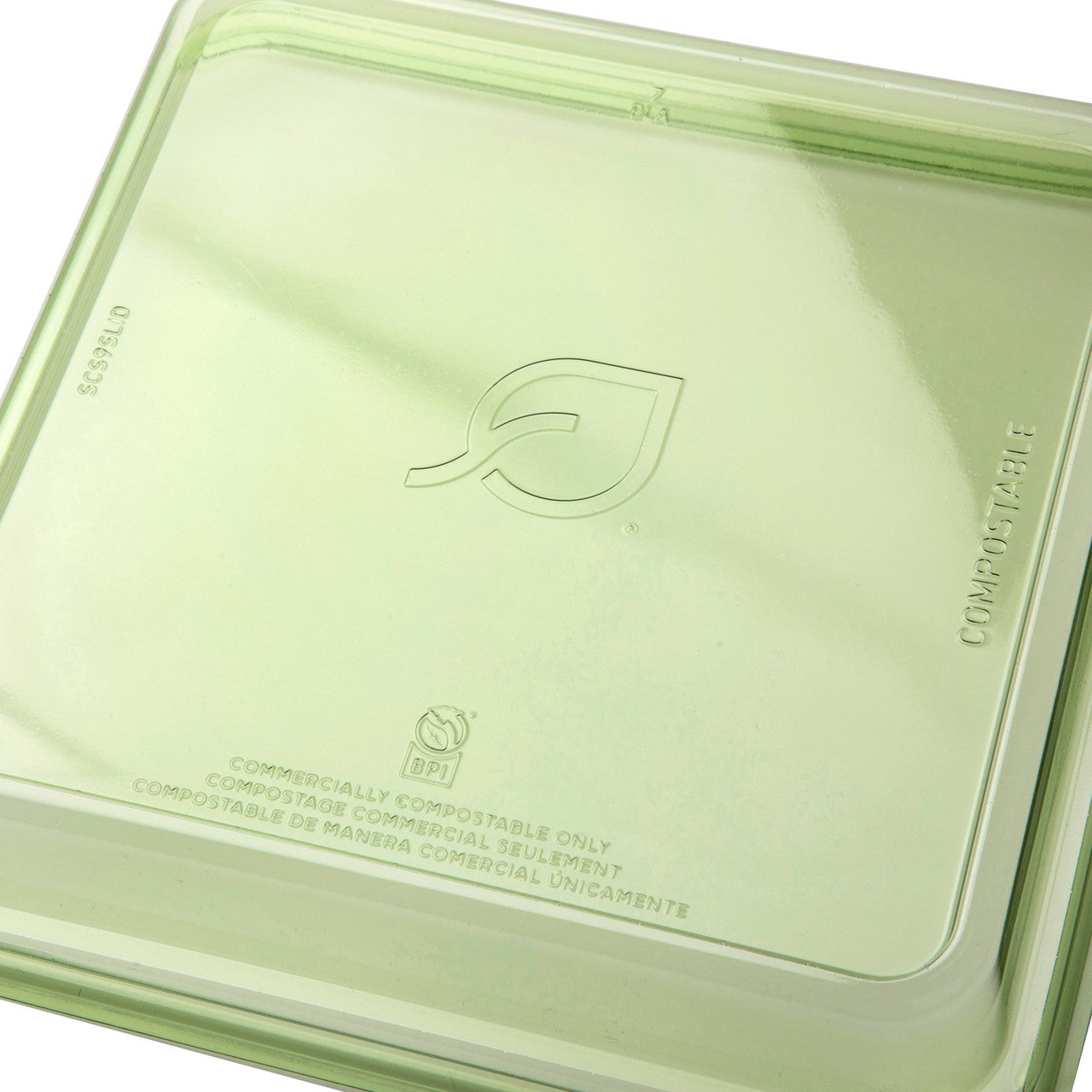 Veridian™ WorldView™ Renewable & Compostable Lids, 9in Shallow, Fits 9in Square Molded Fiber Containers Green - Case of 200