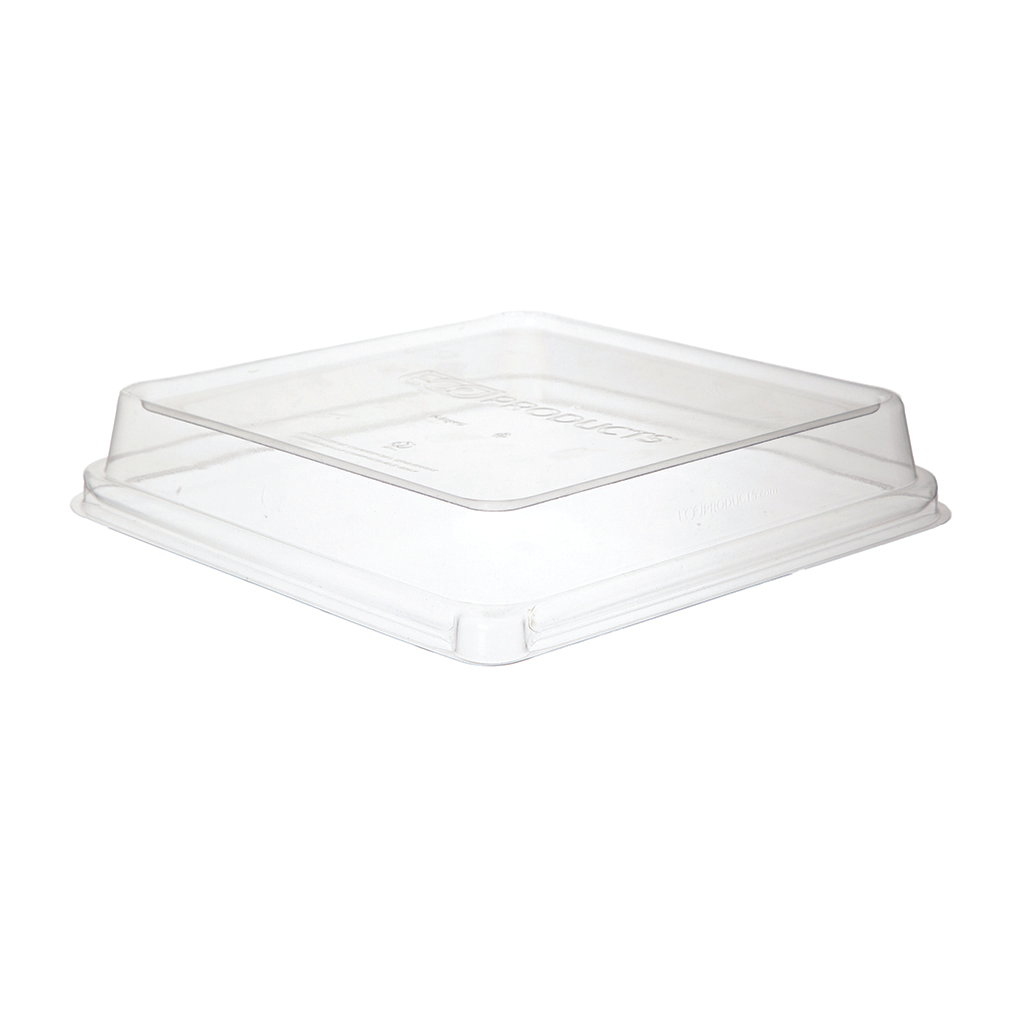 WorldView™ Renewable & Compostable Lids, 9in Shallow, Fits 9in Square Molded Fiber Containers - Case of 200