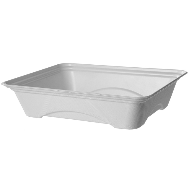 Vanguard™ Regalia™ Renewable & Compostable Lined Molded Fiber Half Pans, 1-Cmpt, 13 x 10 x 3in - Case of 200