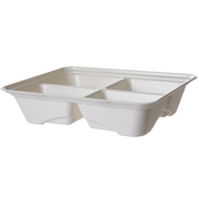 Vanguard™ Regalia™ Renewable & Compostable Lined Molded Fiber Half Pans, 4-Cmpt, 13 x 10 x 3in - Case of 200