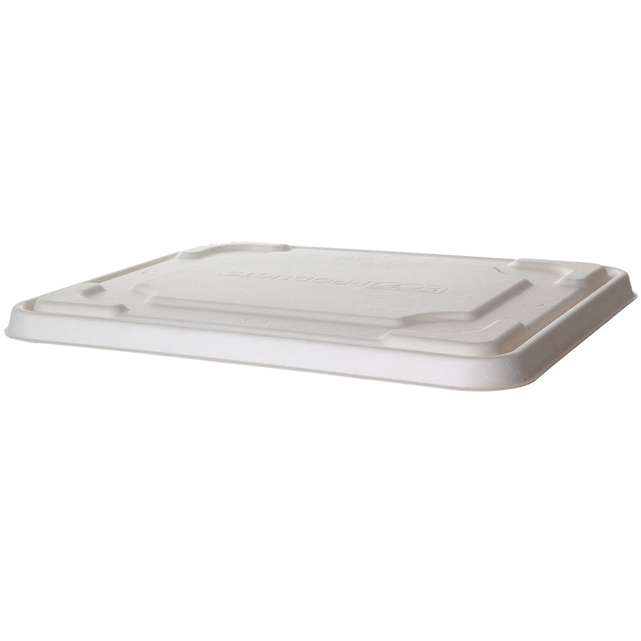 Vanguard™ Regalia™ Renewable & Compostable Molded Fiber Half Pan Flat Lids, Fit 13 x 10 x 3in Half Pans - Case of 200