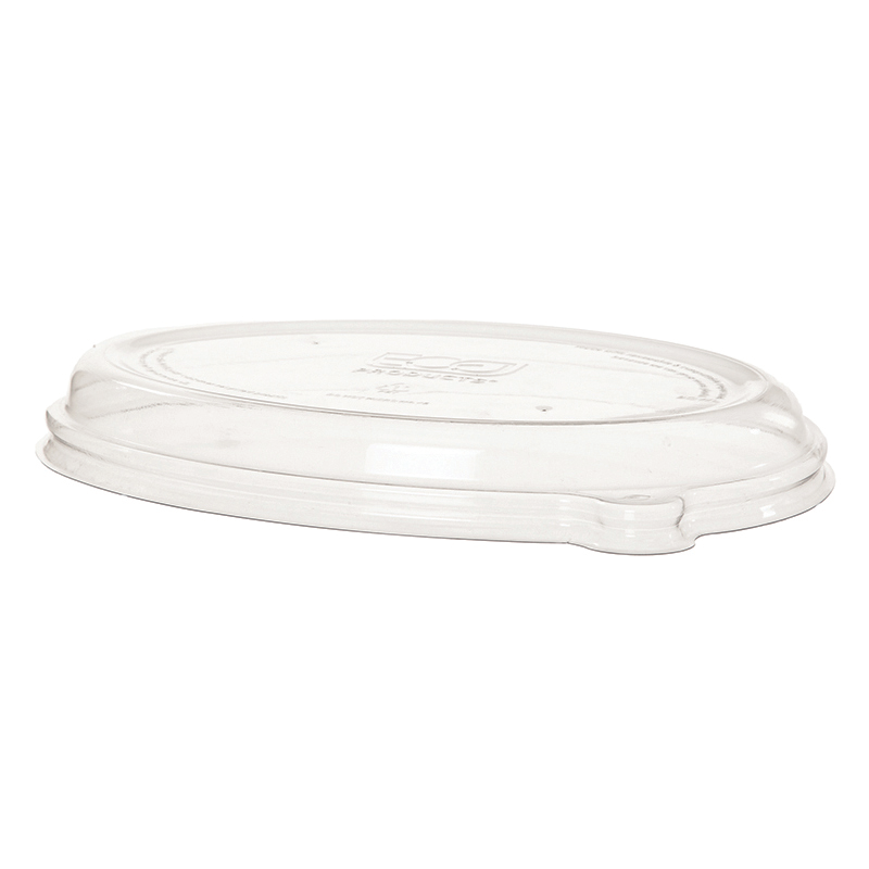 WorldView™ 100% Recycled Content Lid, Fits 24, 32oz and 48oz Oval Molded Fiber Take-Out Containers - Case of 300