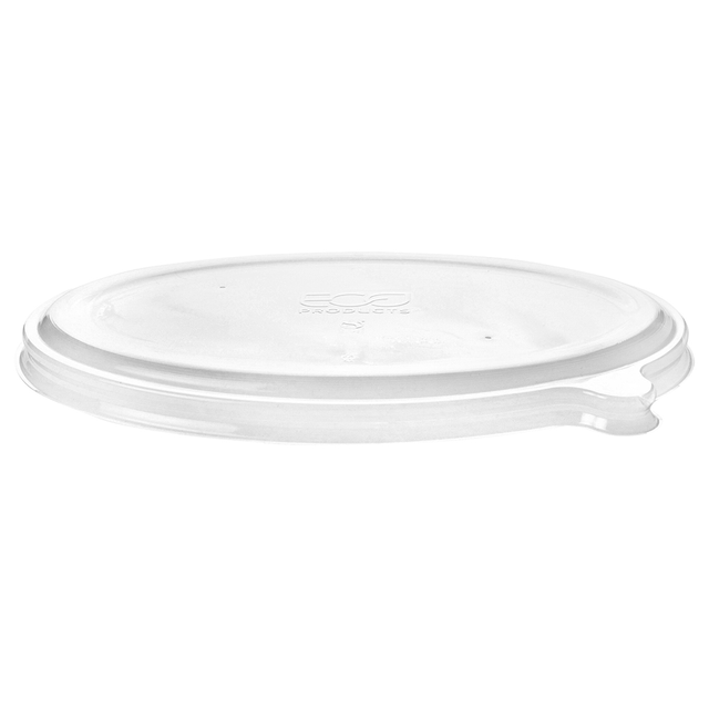 WorldView™ Renewable & Compostable Lid, Low Profile Vented, Fits 24, 32oz and 48oz Oval Molded Fiber Take-Out Containers - Case of 300