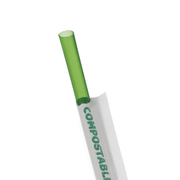 7.75" Green Wrapped Straw - Case of 9600