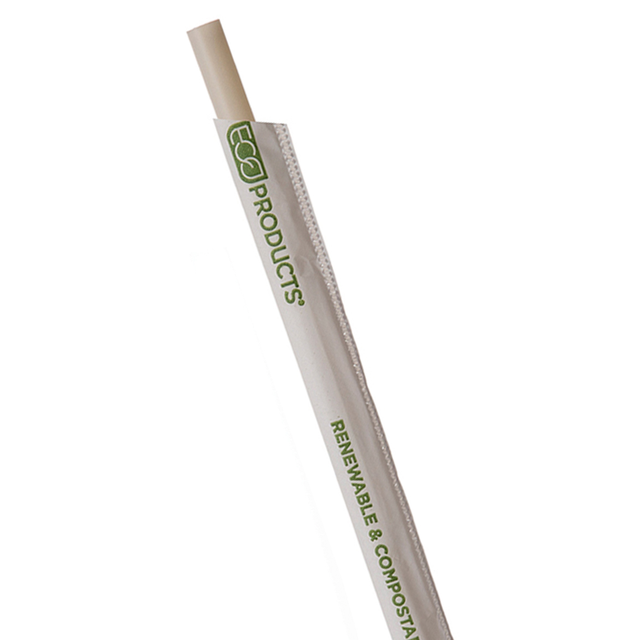 Renewable & Compostable 10.25" Beige Wrapped PHA Straws - Case of 1250