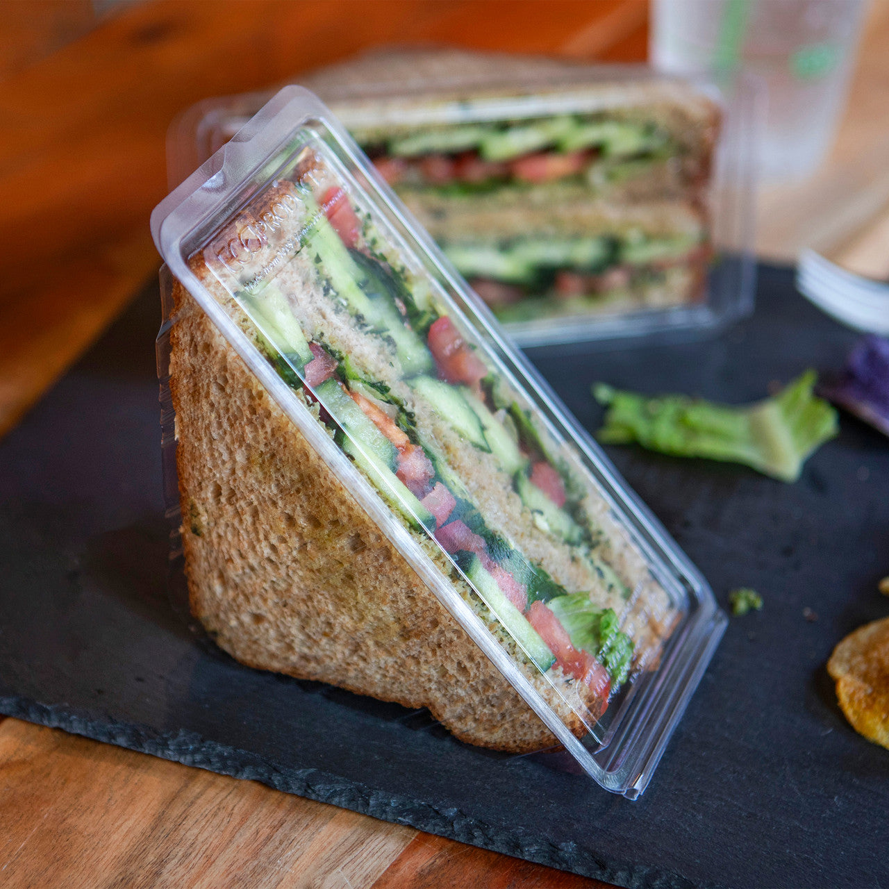 Renewable & Compostable Sandwich Wedge Containers - Case of 500