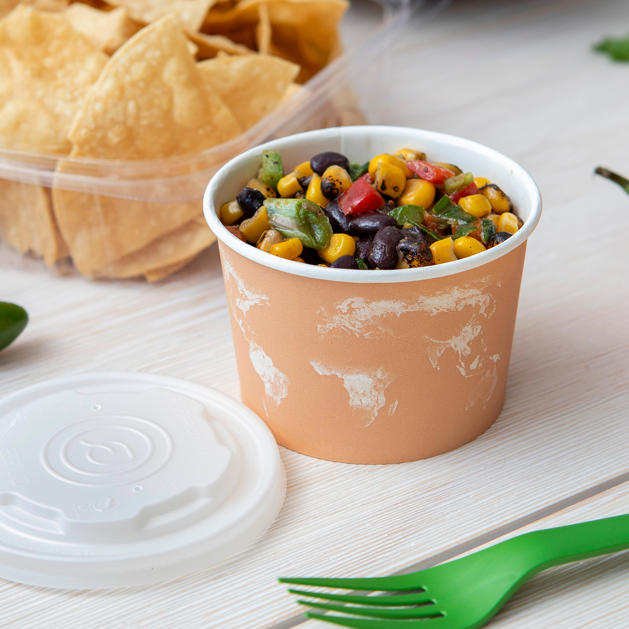 World Art Renewable & Compostable Food Container - 8oz. - Case of 1000