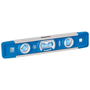 Empire Levels True Blue Magnetic Torpedo Level, Size: 9", Heavy duty extruded aluminum frame, Vials read plumb, level and 45 degrees,  V-grooved working edge fits on pipe or conduit, Package Qty: 1 per pack