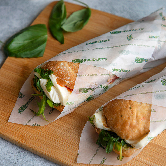 Renewable & Compostable Sandwich Wrap - 12"x12" - Case of 5000