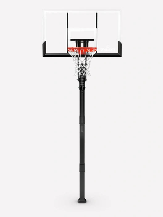 Spalding Basketball Ring, In-Ground Systems, 60" Glass, Alum Trim, 2 piece 4" Pole, U-Turn Lift, Pro Image Rim