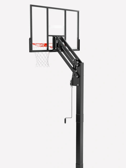 Spalding Basketball Ring, In-Ground Systems, 60" Glass, Alum Trim, 2 piece 4" Pole, U-Turn Lift, Pro Image Rim