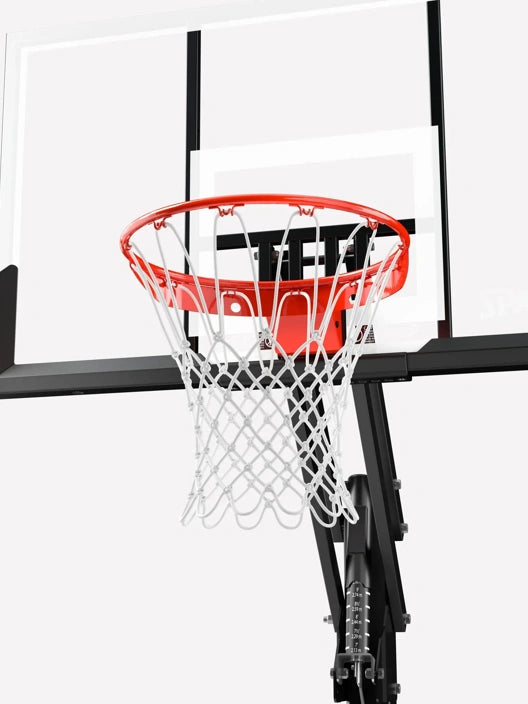 Spalding Basketball Ring, In-Ground Systems, 60" Glass, Alum Trim, 2 piece 4" Pole, U-Turn Lift, Pro Image Rim