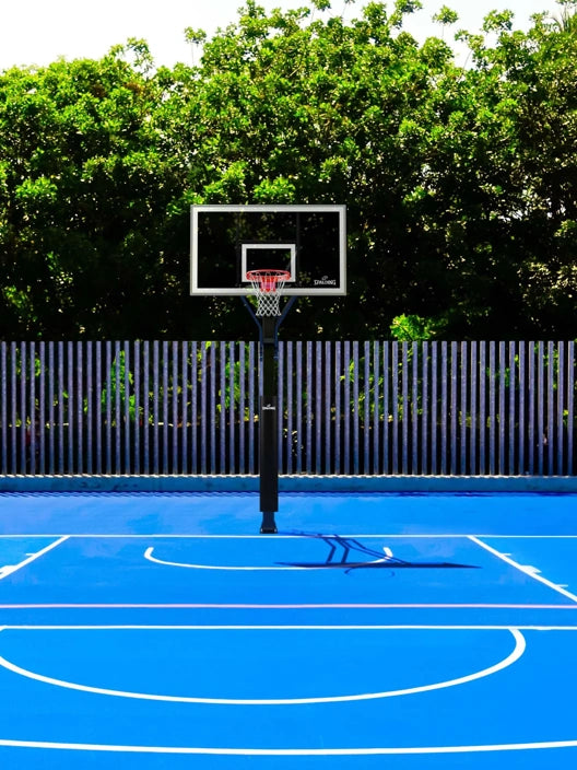 Spalding Basketball Ring, In-Ground Systems, 72" Glass, Alum Trim, 6" Pole, U-Turn Pro Lift, Flex Rim, Pole Pad