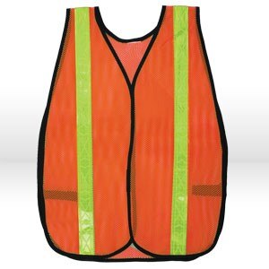 Safety Vest, Non-ANSI Safety Vest w/Reflective Tape - Orange, One Size Fites Most S18R