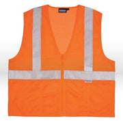Safety Vest, Aware Wear High Visibility Apparel ANSI Class 2 Mesh Vest Hi-Viz Orange w/Reflective Tape - Matching Zipper, S15Z X-Large