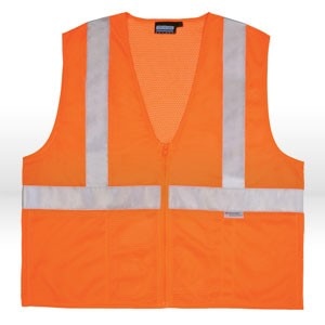 Safety Vest, Aware Wear High Visibility Apparel ANSI Class 2 Mesh Vest Hi-Viz Orange w/Reflective Tape - Matching Zipper, S15Z 2X-Large