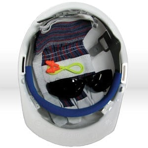 Safety Kit, New Hire Kit Smoke, Contains a complete set of basic construction safety products, White ERB Liberty Helment, eye protection ear plugs & work gloves