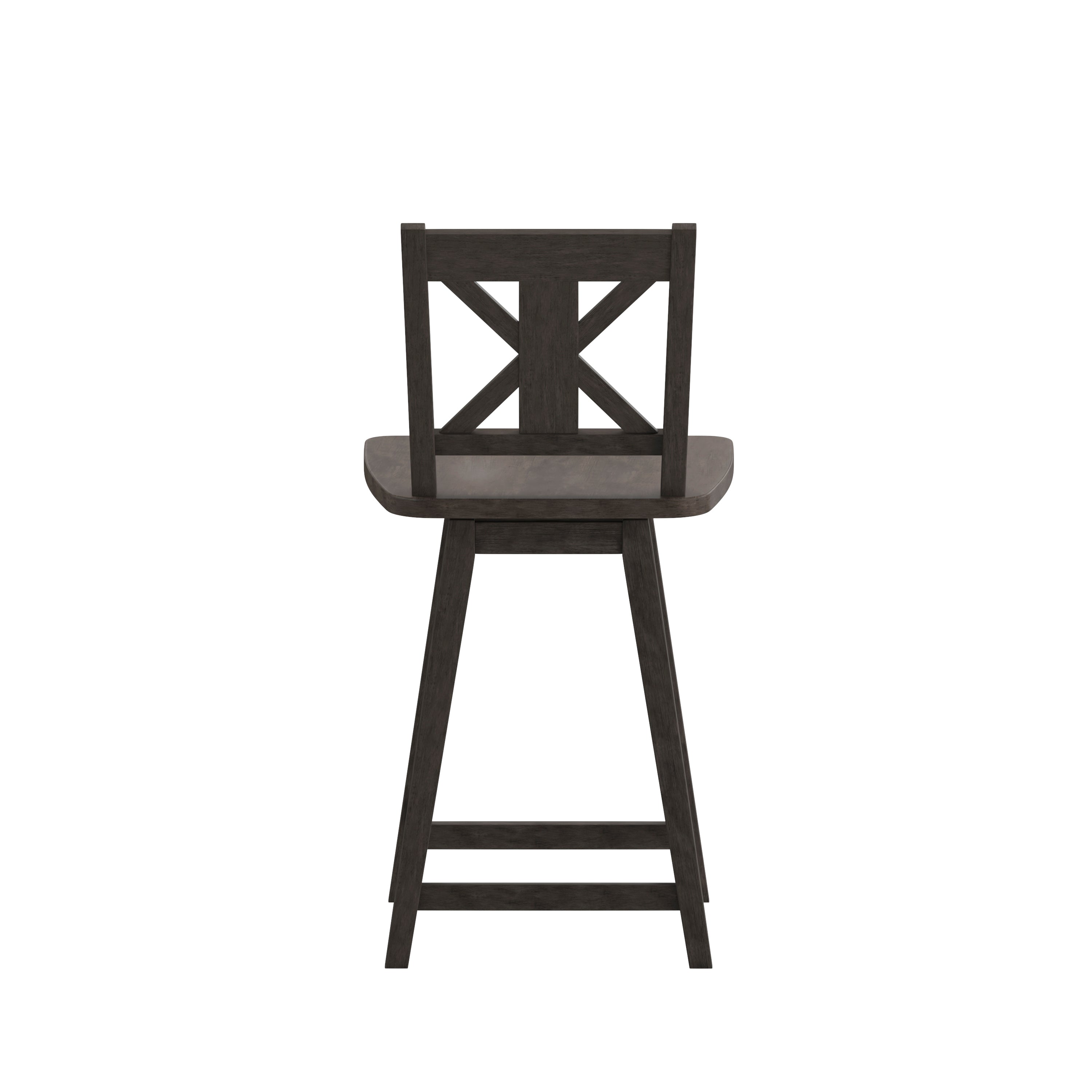 Gwendolyn Commercial Grade Solid Wood Modern Farmhouse Swivel Counter Height Barstool in Gray Wash Walnut