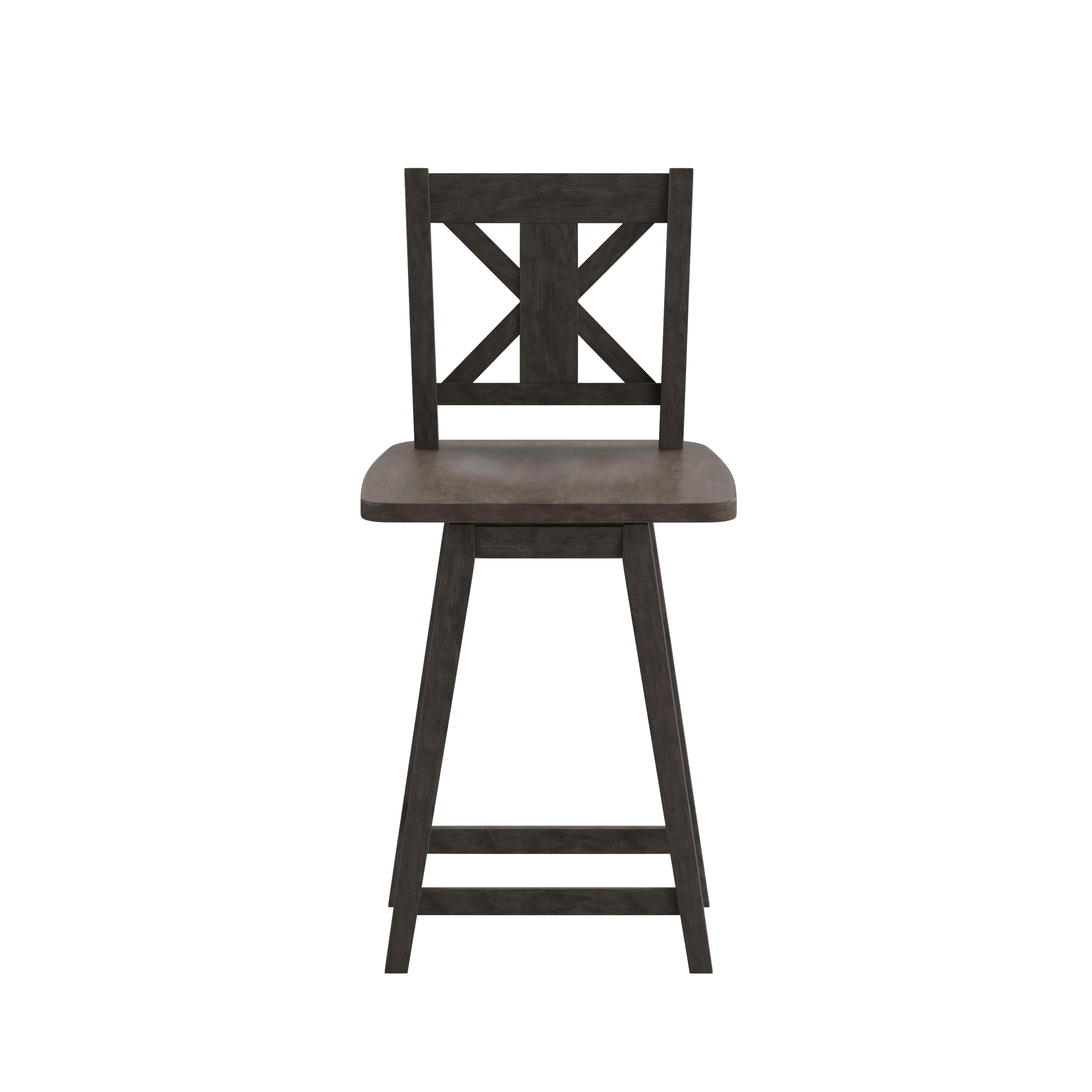 Gwendolyn Commercial Grade Solid Wood Modern Farmhouse Swivel Counter Height Barstool in Gray Wash Walnut